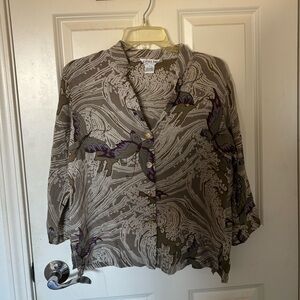 Citron Beige and Brown Patterned Blouse